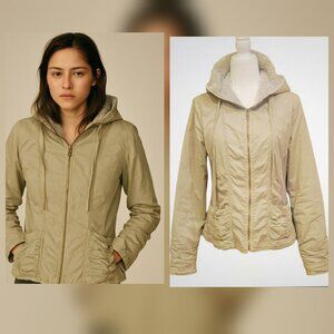 XCVI 100% Cotton Ruched Plush Fleece Lined Hooded Jacket Bella Swan Twilight LG